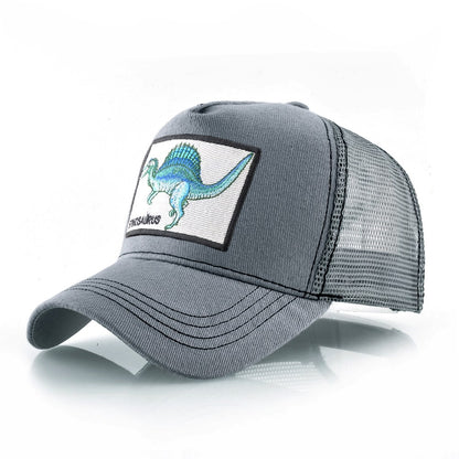 Men's Summer Baseball Cap Women Streetwear Trucker Caps With Spinosaurus Patch Snapback Hip Hop Drack Bones Adjustable Viosr Hat