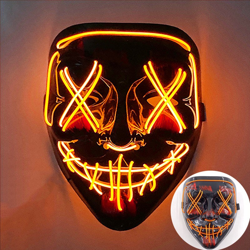 Scary Wireless Glowing LED Mask Halloween Party Supplies Neon Purge Mask Cosplay Luminous Face Masks Carnival Festival Props