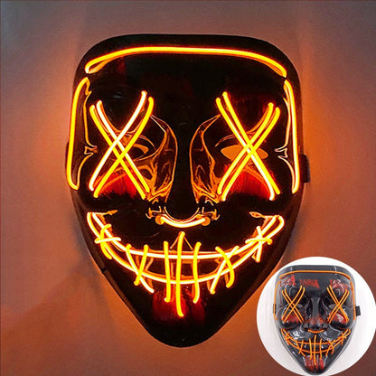 Scary Wireless Glowing LED Mask Halloween Party Supplies Neon Purge Mask Cosplay Luminous Face Masks Carnival Festival Props