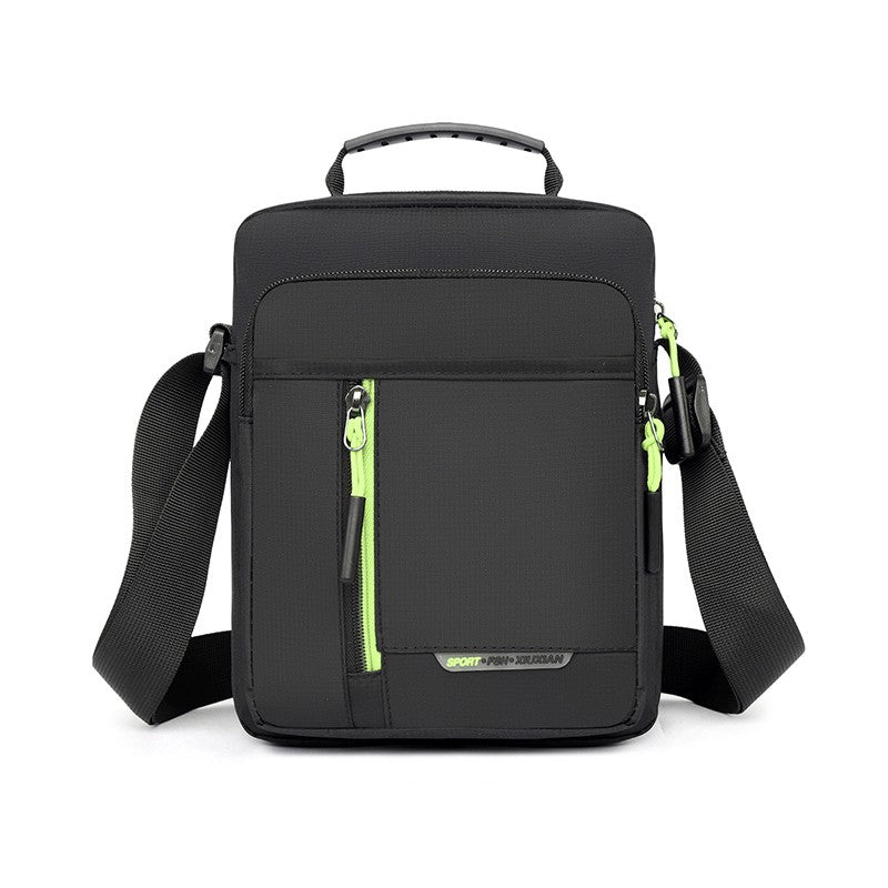 1 men's crossbody bag with zip closure, adjustable shoulder strap, and multiple storage compartments, suitable for daily commuti