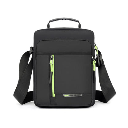 1 men's crossbody bag with zip closure, adjustable shoulder strap, and multiple storage compartments, suitable for daily commuti