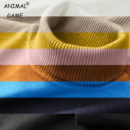 New Mens Knitted Sweaters Solid Color Turtleneck Breathable Pullovers Outdoor Warm Basic Streetwear Business Woolen Pullovers