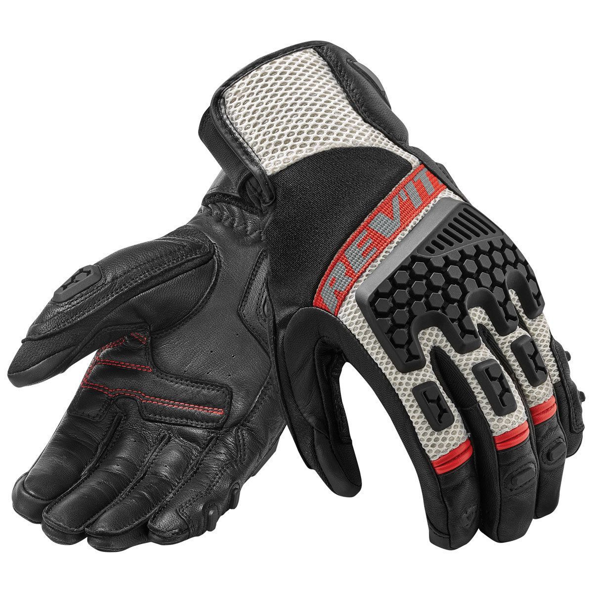 Luvas Ventiladas de Couro Genuíno para Motocicleta Revit Sand 3 para Teste de Motocicleta de Aventura, Luvas de Corrida