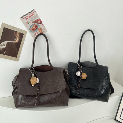 Crocodile Pattern Crossbody Bag For Women Black Shoulder Bag Brand Designer Women Bags Luxury PU Leather Flap Messenger Handbag