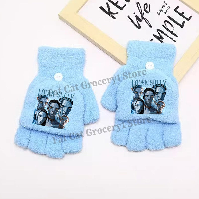 Luvas Avatar Fogo e Cinzas Disney para Menino Inverno com Capa Virada Luvas Crianças ao Ar Livre Quente Luva Fofa Acessórios de Roupa Infantil Presente
