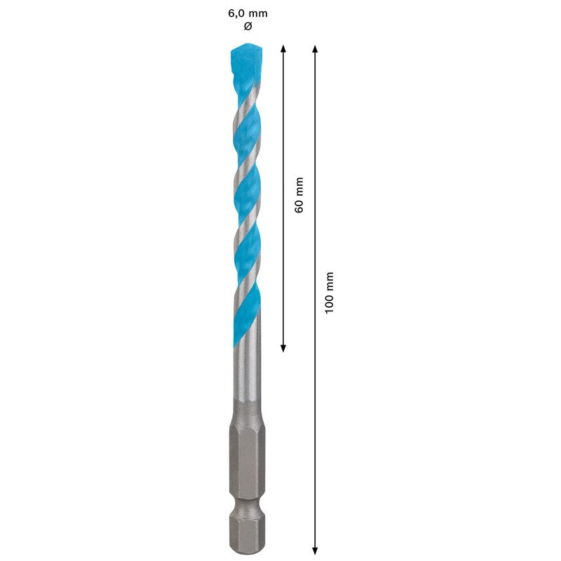BOSCH EXPERT HEX-9 Broca Multiconstrução Para Concreto Azulejos Macios Broca Helicoidal de Alta Dureza 2608900569 2608900574