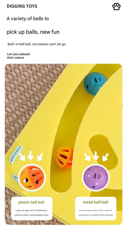 Brinquedo Interativo para Gatos Brinquedos de Escavação Labirinto Eco-PP Bolas com Guizo Teaser de Mola Grande 40cm Multi-Gatos Seguro para Mordidas Lavável com Trava de Pressão