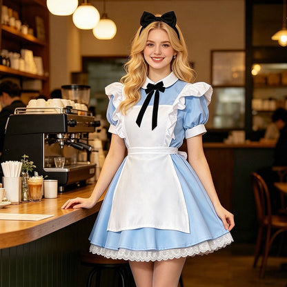 Lolita Dress Maid Apron Fantasia Halloween Carnival Party Costume for Women Masquerade Party Alice In Wonderland Cosplay Costume
