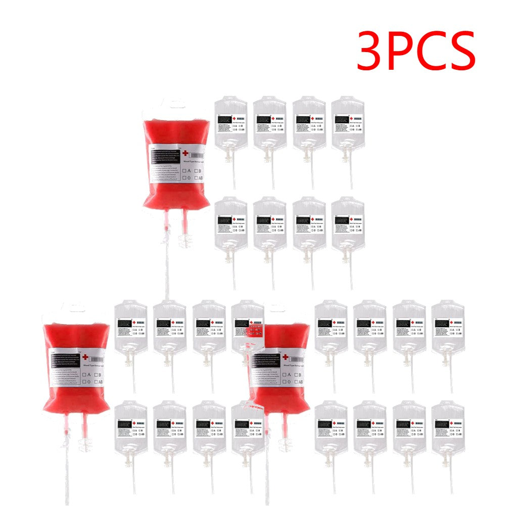 60-10PCS Empty Blood Bags Energy Drinks for Halloween Zombie Vampire Costume Props Nurse Graduation Theme Party Favors Drink Pou