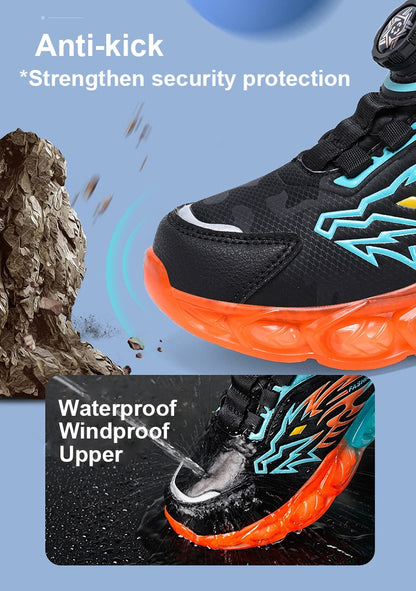 New Anti-skid Leather Kids Sneakers for Boys Running  Walking Lightweight Casual Shoes With Fashion Dragon Pattern Size 28-39