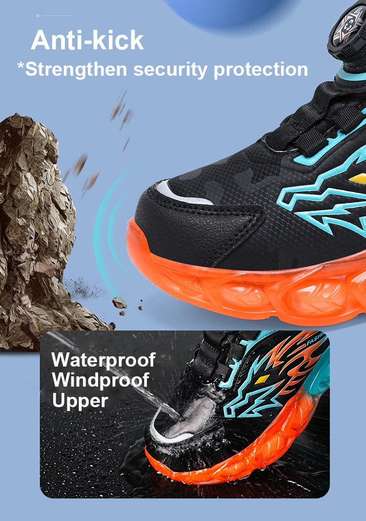 New Anti-skid Leather Kids Sneakers for Boys Running  Walking Lightweight Casual Shoes With Fashion Dragon Pattern Size 28-39