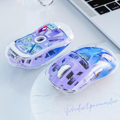 Mouse Bluetooth A2 com tela digital transparente RGB, conexão sem fio de modo duplo, compatível com Win/Mac