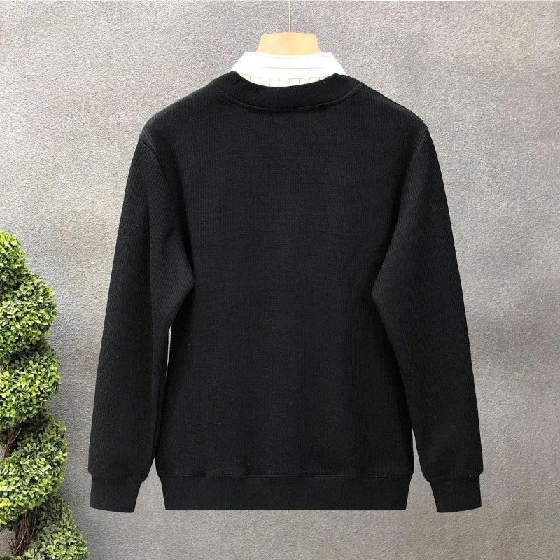 Casual Fake Two-piece Plus Size Hoodies Sweatshirts Spring Autumn Long Sleeve Patchwork Trend Tops Fashion Korean Men Clothing