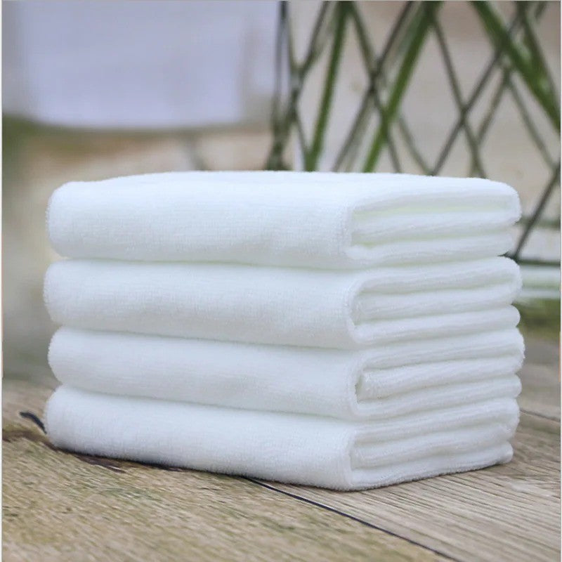 10PC White Ultra Soft Microfiber Fabric Face Towel Hotel Bath Towel Wash Hand Towels Portable Terry Multifunctional