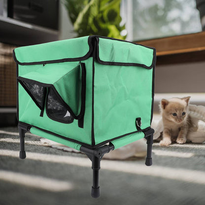 Casinha de Gato Aquecida Elevada e Isolada à Prova de Intempéries para Gatos e Cães Pequenos ao Ar Livre