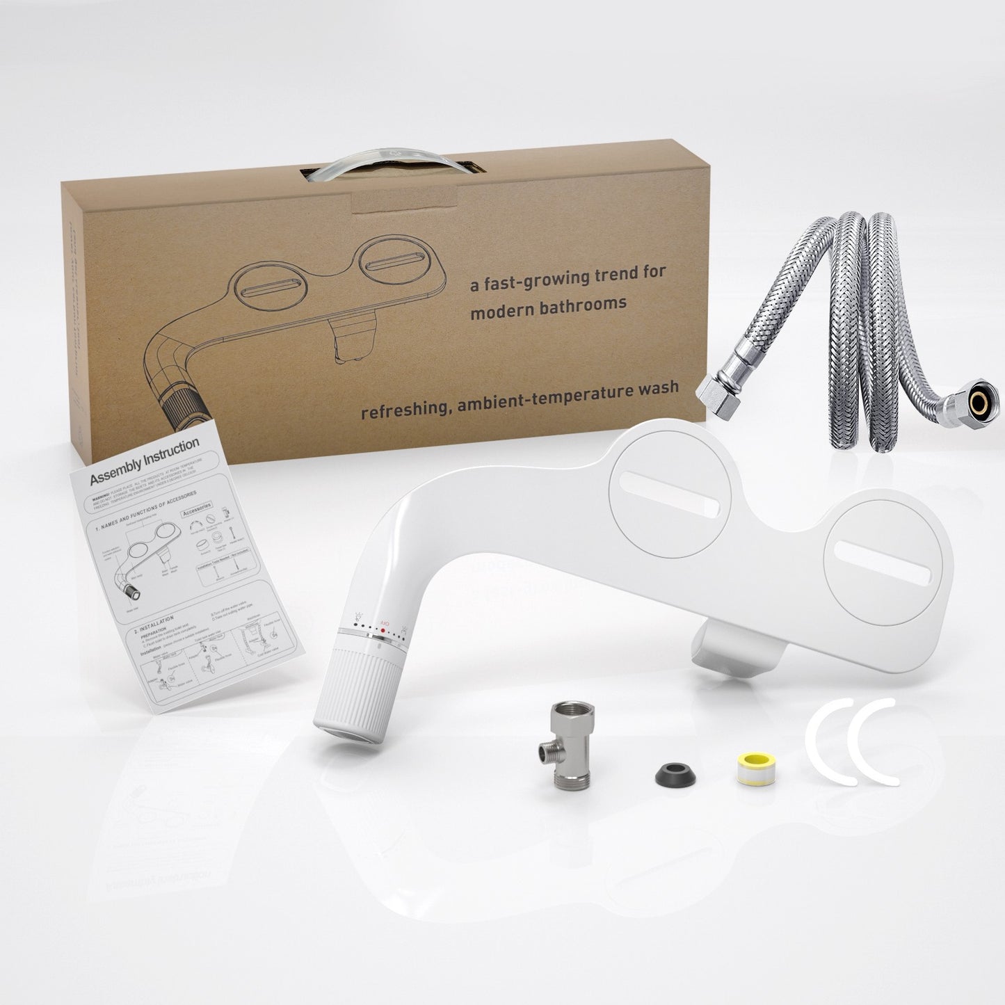 SAMODRA Bidet Acoplável Não Elétrico para Vaso Sanitário, Bico Duplo, Pressão da Água Ajustável com Entrada de Latão
