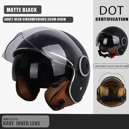 Capacete de proteção certificado pelo DOT, capacetes vintage de lente dupla, capacete de corrida para todas as estações