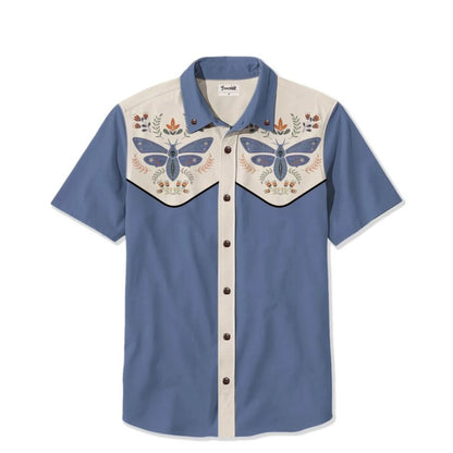 Men's Western Cowboy Style Short Sleeve Shirt Comfortable Breathable Summer Art Button Top Camisas Hawaianas Divertidas