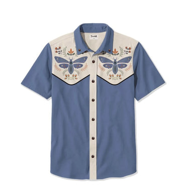 Men's Western Cowboy Style Short Sleeve Shirt Comfortable Breathable Summer Art Button Top Camisas Hawaianas Divertidas