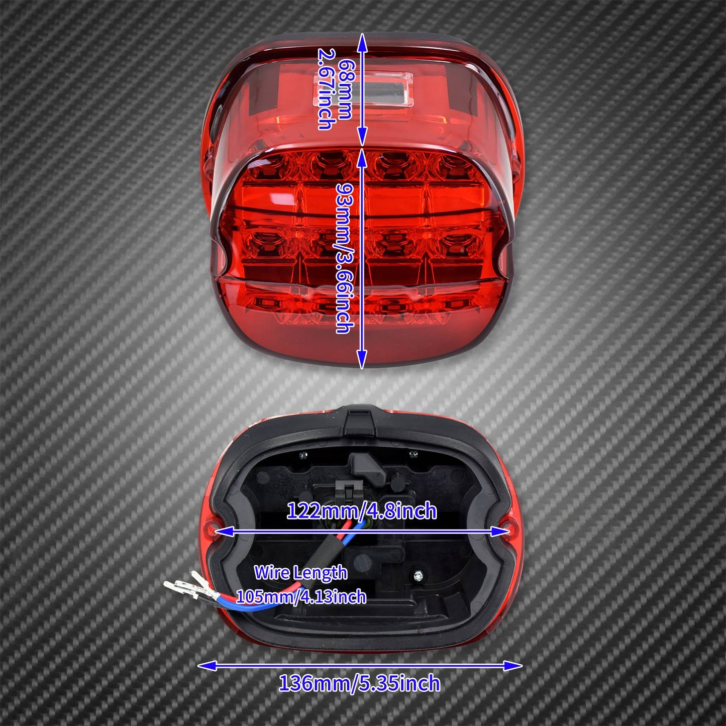 Luz traseira de LED 12V para motocicleta, lente fumê/vermelha, luz de freio, placa de licença, lâmpada traseira para Harley Dyna Touring Sportster Wide Glide