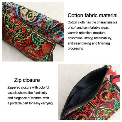 Ethnic Embroidered Small Flap Women  Handbag Coin Purse Lady Clutch Butterfly Flower Bags