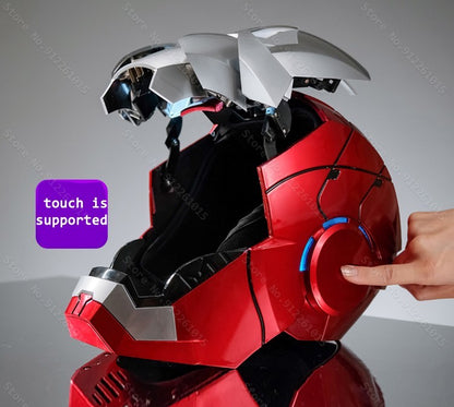Capacete Homem de Ferro Mk5 Elétrico com Controle de Voz Máscara Vestível 1:1 Abertura e Fechamento Automático Modelo Colecionável Presente para Adultos