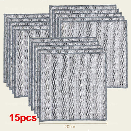 20/5pçs Pano de Limpeza de Fio de Aço Espessado Sem Riscos Dupla Camada Ferro Microfibra Pano de Prato de Malha Esponja de Lavar Panelas Panos de Cozinha