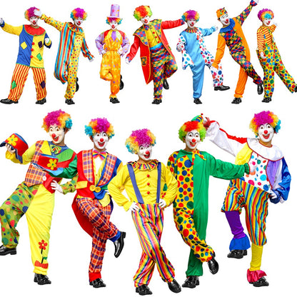 12 Styles Adult Men Costumes Funny Circus Naughty Magician Cosplay Carnival Party Clown Costume Christmas gift surprise party