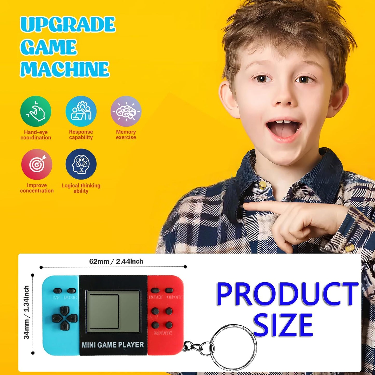 12-100pcs Mini Handheld Game Console Keychain Video Game Party Favors For Kids Birthday Christmas Gifts School Classroom Prizes