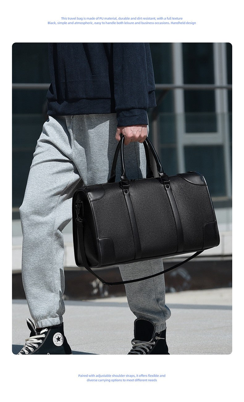 Men‘s Luxe Business Travel Bag Large Capacity with 15.6' Laptop Waterproof PU Material Lightweight for Trip Gym Bolsos de Viajes
