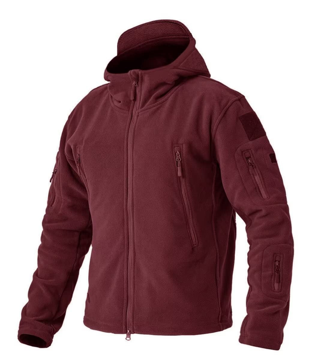 TACVASEN Winter Hooded Coats Mens Fleece Jackets Full Zip Up Multi-Pockets Fishing Hiking Climbing Outerwear Causal Parka Tops