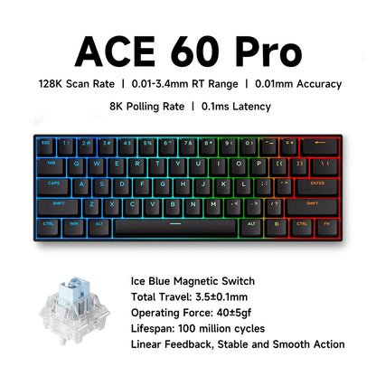 MCHOSE ACE 68 Magnetic Switch Gaming Keyboard Hall Effect Rapid Trigger Programmable RGB 8K Hz DKS/MT/TGL/RS/SOCD Keyboard