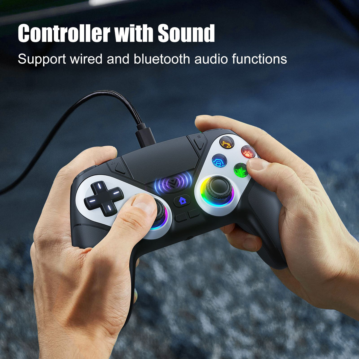 RGB Wireless Gamepad,For Playstation 5/PS5 Controller,With Turbo Dual Sense Vibrate Programming 3D Gaming Controller Console