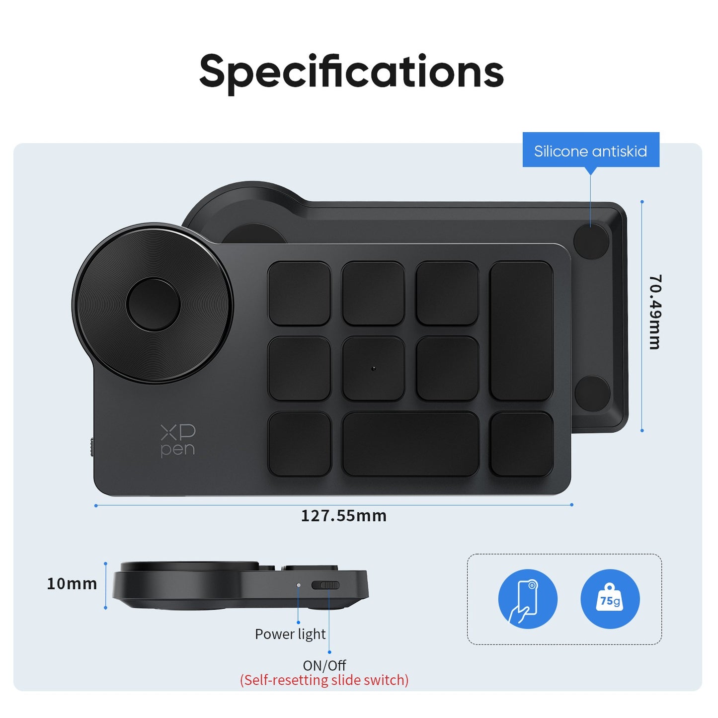 XPPen Controle Remoto sem Fio com Teclas de Atalho Express Key Bluetooth 5.0, teclas de atalho personalizáveis para monitor de tablet gráfico com caneta