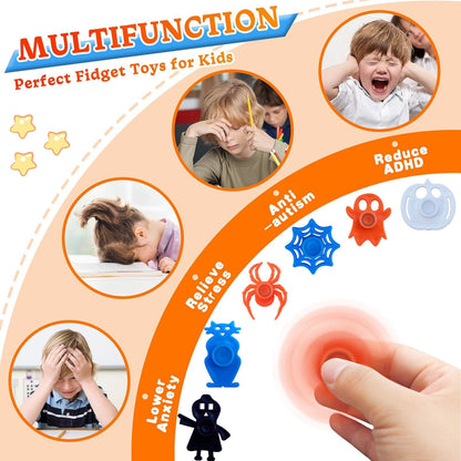 12/24/36 Pcs Ghost Pumpkin Spider Fingertip Spindle for Halloween Ghost Festival Carnival Party Gift Memorial School Prize Pack