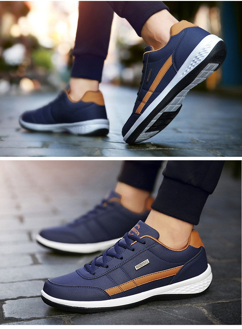 Sapatos masculinos de couro tênis tendência casual italiano respirável lazer masculino tênis calçados antiderrapantes sapatos vulcanizados masculinos