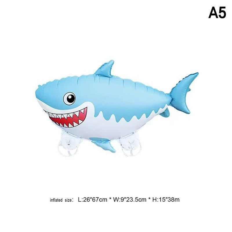 1PC 3D Cartoon Foil Balloons Elephant Stand Walking Balloon With Wheel For Kids Birthday Party Decoration Baby Shower