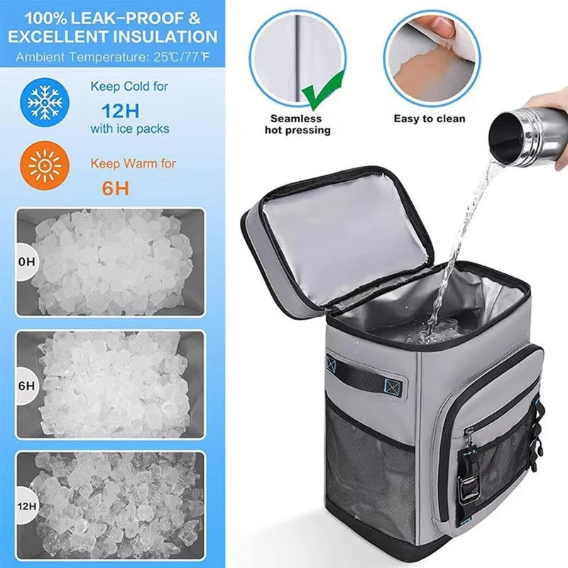 Waterproof Insulated Cooler Backpack 30L Large Capacity Lunch Food Box Durable Camping Fishing Pack Outdoor Travel Picnic Bag