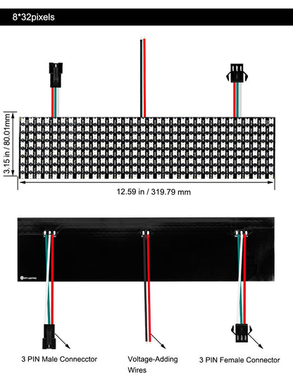 WS2812B RGB LED Panel Screen 8x8 16x16 8x32 256 Pixels Digital Flexible Programmed Individually Addressable Full Color DC5V
