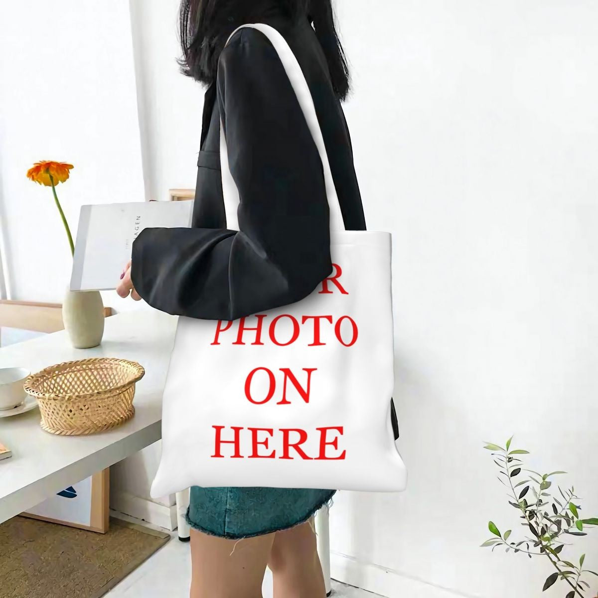 Customized Canvas Bags Shopper Shoulder Bag Big Women Designer Handbags Shopping Tote Casual Woman Students Beach Bag