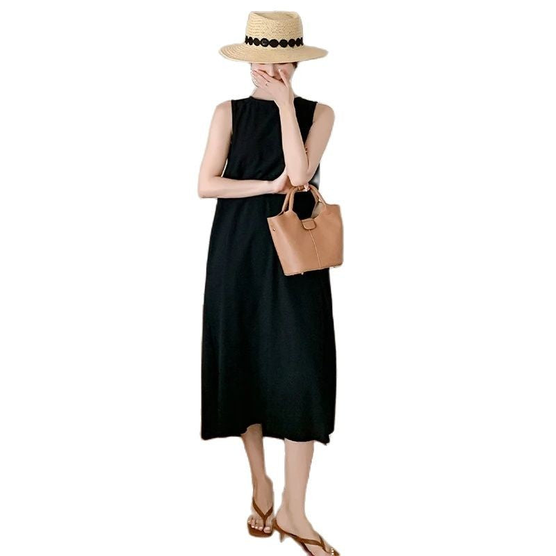 NYFS 2025 Summer New Korea Woman Dress Vestidos Robe Elbise Loose Plus Size Solid Sleeveless Backless Long Dress L-4XL