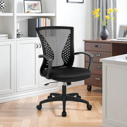 Cadeira de Escritório, Cadeira de Malha Ergonômica para Computador, Cadeira Giratória Média com Suporte Lombar e Braços