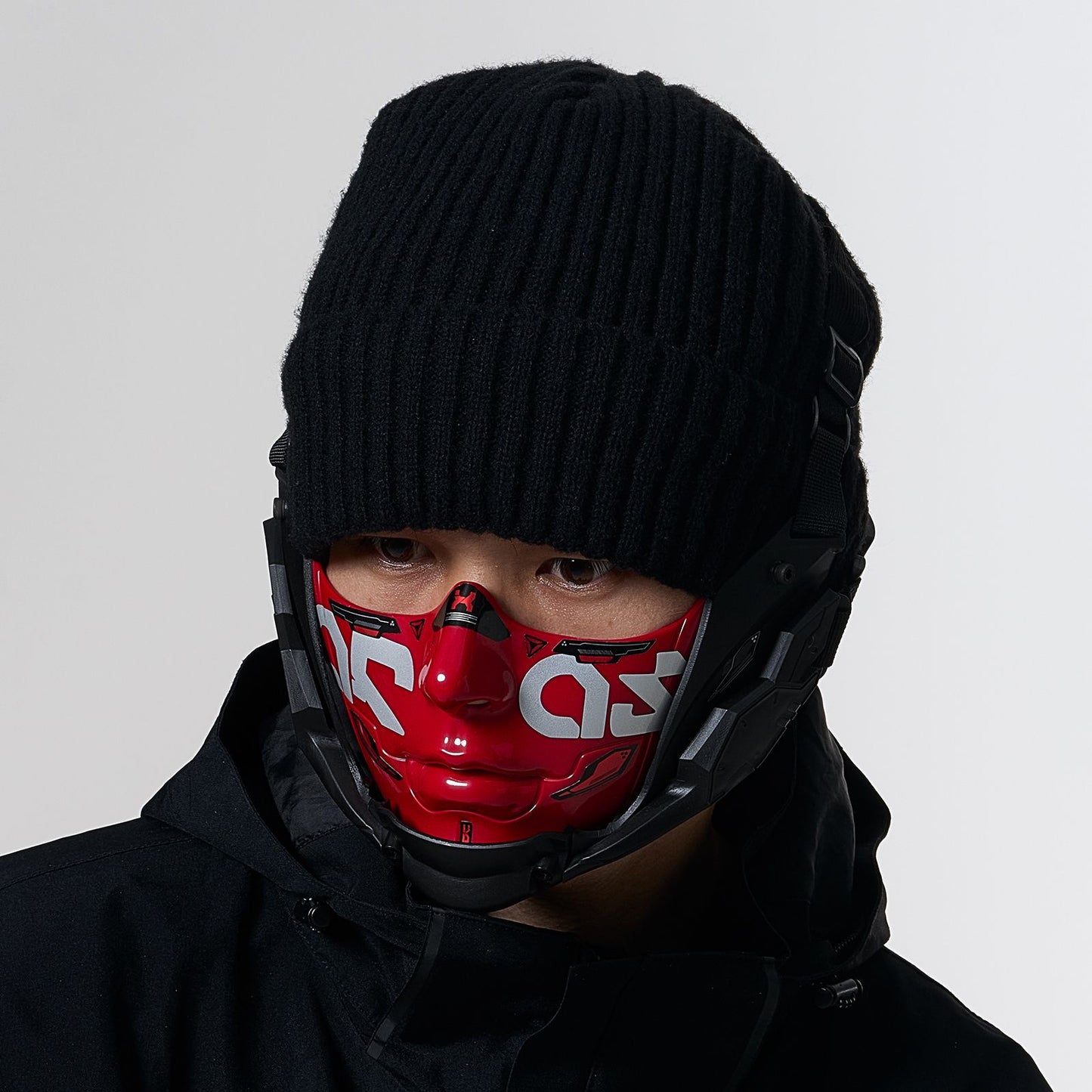 Cyberpunk Half Face Mask Mecha Style Halloween Cosplay Mask Adjustable Straps Breathable Comfort Tactical Streetwear Motorcycle