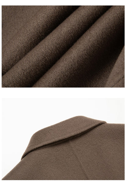 Men's 100% Wool Blend Overcoat - British-Inspired Mid-Length Trench Coat for All-Weather Smart Casual Wear