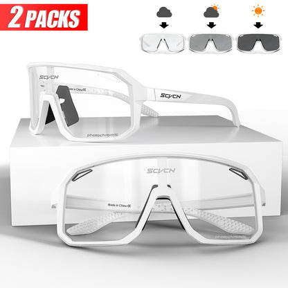 2 Pacotes de Óculos de Ciclismo Fotocromáticos para Ciclismo MTB Óculos de Proteção para Bicicleta, Bicicleta de Montanha, Masculino e Feminino, Esportivo