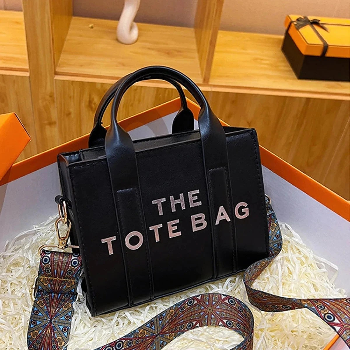 New printed letter tote bag, niche design handbag, European and American fashion crossbody bag, retro shoulder bag