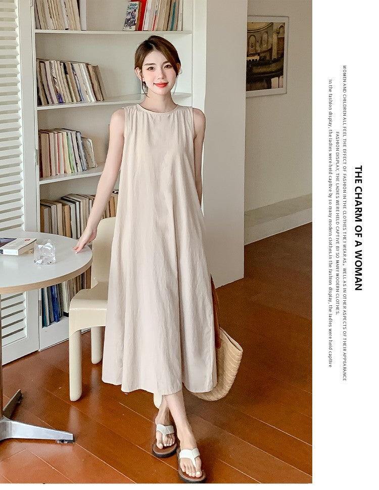 NYFS 2025 Summer New Korea Woman Dress Vestidos Robe Elbise Loose Plus Size Solid Sleeveless Backless Long Dress L-4XL