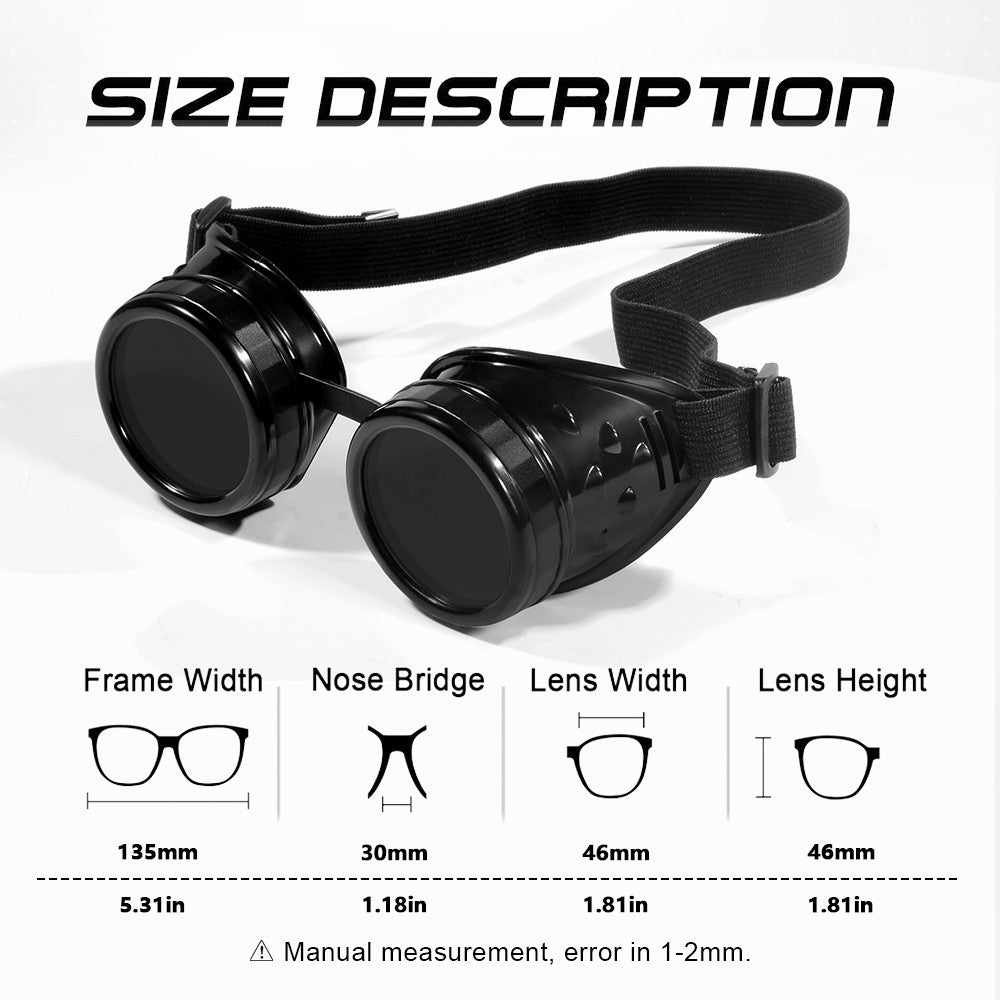 CRIXALIS Cyber Goggles Steampunk Glasses Vintage Retro Welding Punk Gothic Sunglasses For Men For Halloween Glasses Shade UV400