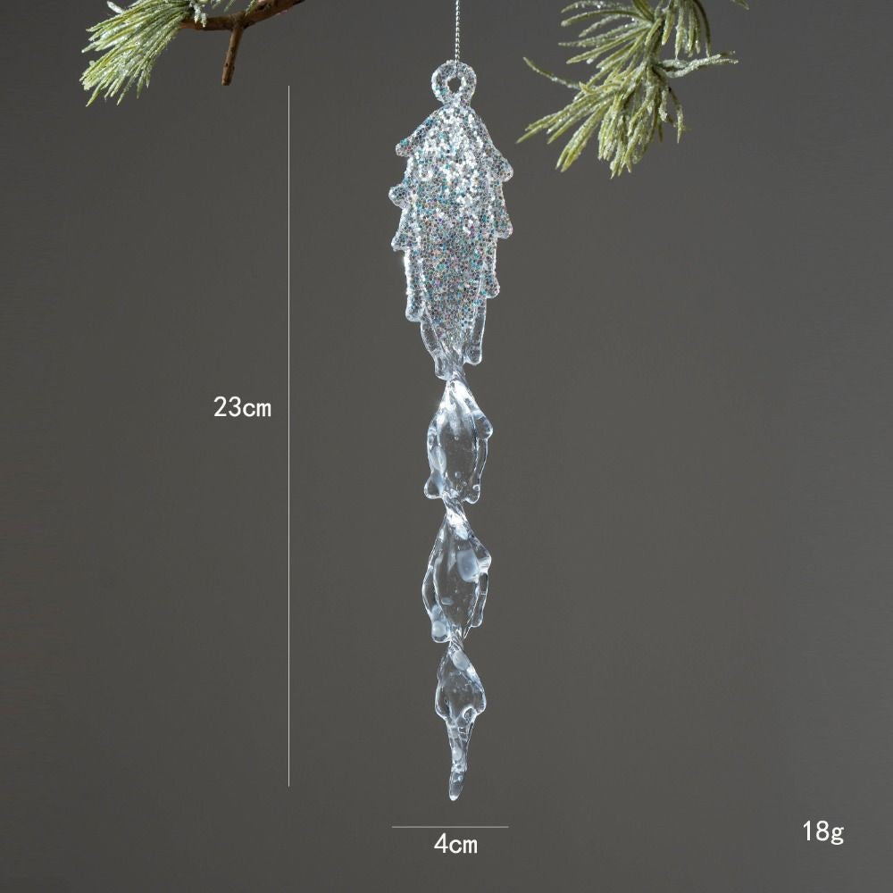 High Quality Crystal Clear Christmas Tree Ornaments Acrylic Glitter Icicle Decorations Transparent Hanging Party Holiday Decor