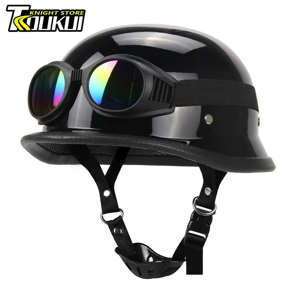 Capacete De Moto Retro Alemão Vintage Moto Capacete DOT Certificação Meio Capacete Homens Mulheres